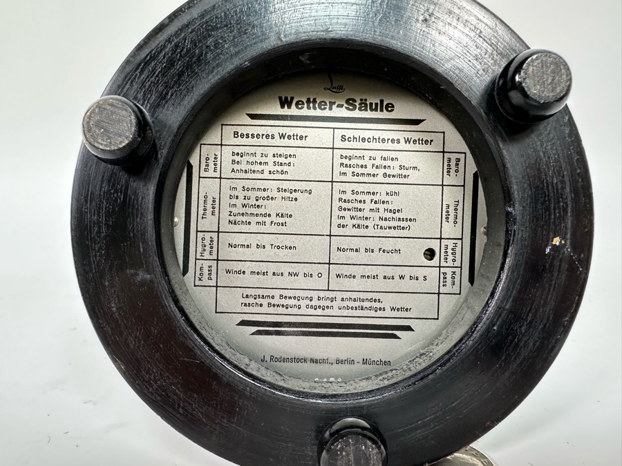 Vintage Art Deco German Lufft Wetter-Saule Weater Station With Barometer, Thermometer, Compass And Hygrometer 4.5W X 7H [Photo 10]
