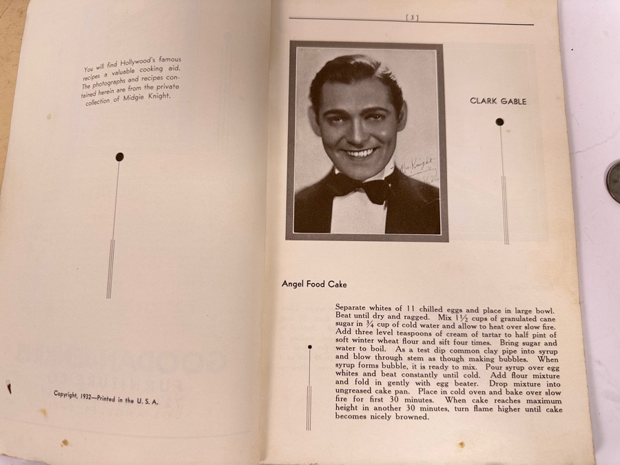 Vintage 1932 Hollywood's Famous Recipes Of The Movie Stars With 100 Exclusive Portraits [Photo 2]