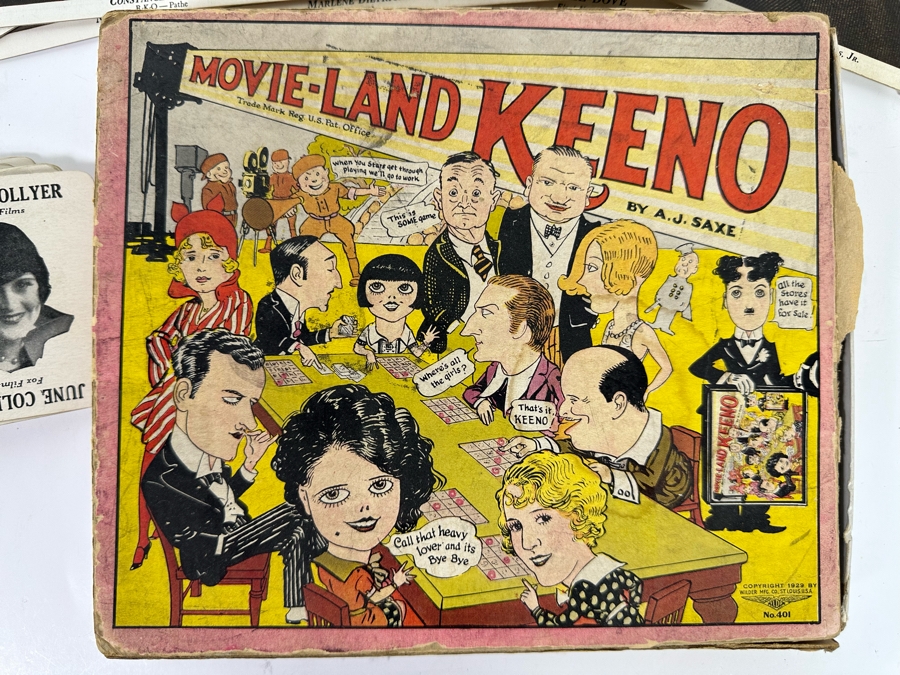 Vintage 1929 Movie-Land Keeno Game A. J. Saxe By Wilder Mfg Co St Louis With Original Box [Photo 4]