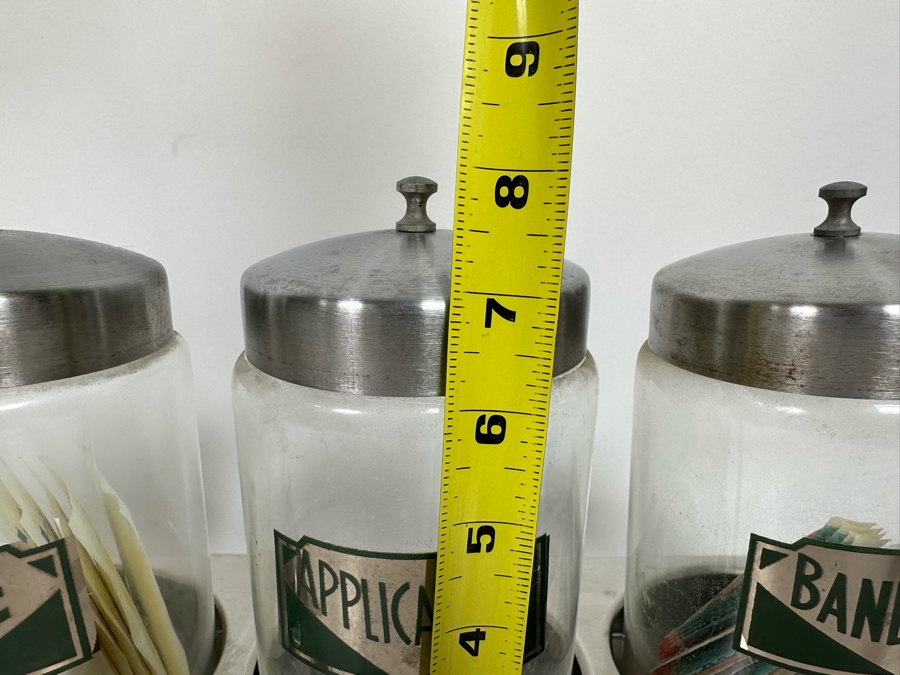 Vintage Lidded Medical Sundry Jars By Kalon 8H With Stainless Steel Jar Holder 27.5W X 5D [Photo 11]
