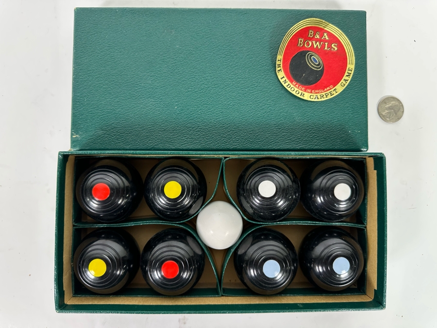 Vintage B&A Bowls The Indoor Carpet Game Made In England Indoor Bocce Ball With Box [Photo 2]