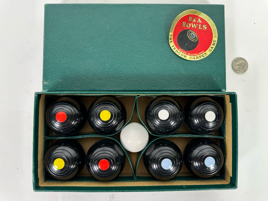 Vintage B&A Bowls The Indoor Carpet Game Made In England Indoor Bocce Ball With Box [Photo 3]