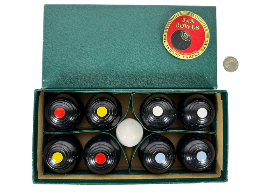 Vintage B&A Bowls The Indoor Carpet Game Made In England Indoor Bocce Ball With Box