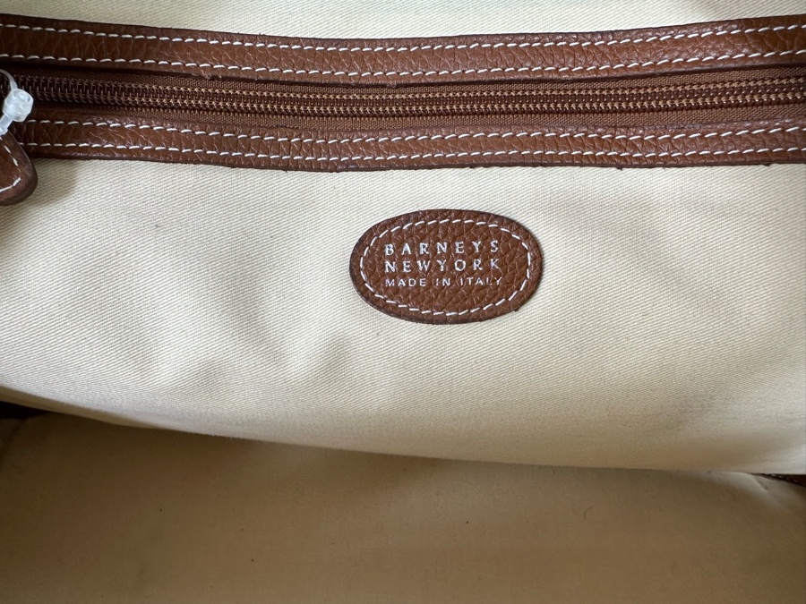 New Leather Barneys New York Travel Bag Made In Italy 20W X 9D X 14H [Photo 7]