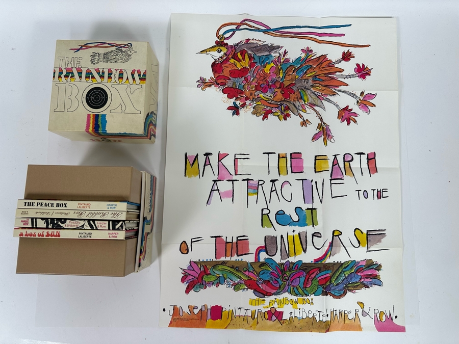 Vintage 1970 First Edition The Rainbow Box Book Collection Of Four Books Representing Each Season With Peace Poster By Norman Laliberte Gifted To Client Personally By Andy Warhol (Client Did Makeup On Andy Warhol's Polaroid Shoots) [Photo 11]