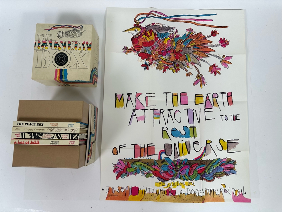 Vintage 1970 First Edition The Rainbow Box Book Collection Of Four Books Representing Each Season With Peace Poster By Norman Laliberte Gifted To Client Personally By Andy Warhol (Client Did Makeup On Andy Warhol's Polaroid Shoots) [Photo 10]