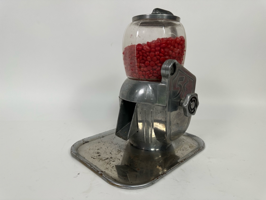 Vintage Machine Age Art Deco Atlas Bantam 5 Cent Peanut Vending Machine With Tray 10W X 8D X 11H [Photo 6]