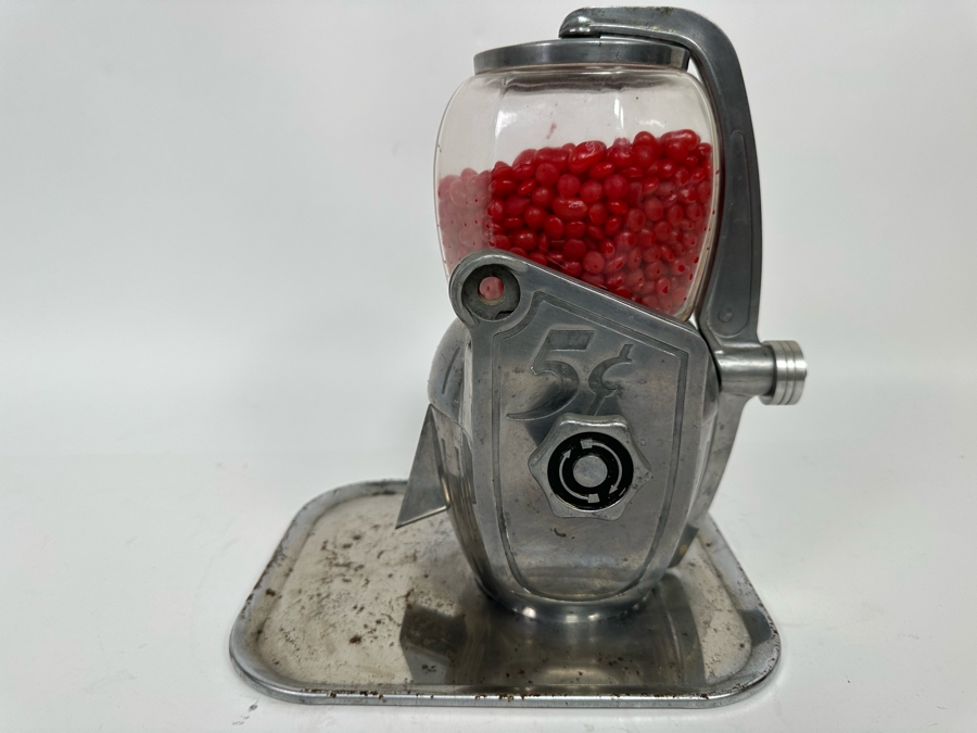 Vintage Machine Age Art Deco Atlas Bantam 5 Cent Peanut Vending Machine With Tray 10W X 8D X 11H [Photo 13]