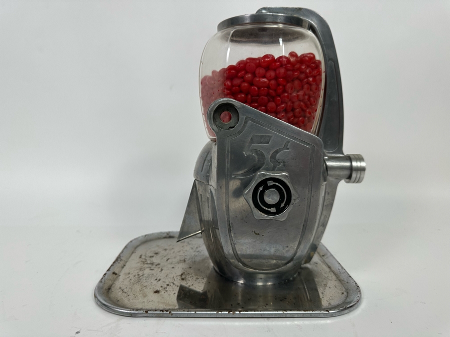 Vintage Machine Age Art Deco Atlas Bantam 5 Cent Peanut Vending Machine With Tray 10W X 8D X 11H [Photo 4]