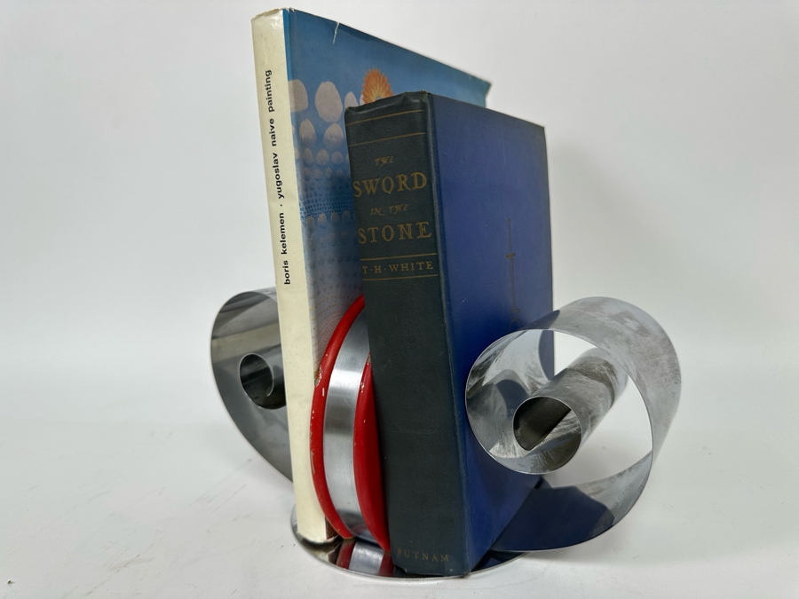 Fred Farr For Revere Vintage Art Deco Double Scroll Bookends Book Magazine Holder 8W X 6D X 5H [Photo 14]