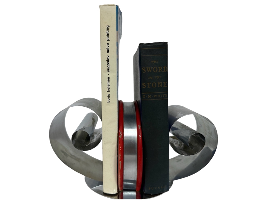 Fred Farr For Revere Vintage Art Deco Double Scroll Bookends Book Magazine Holder 8W X 6D X 5H [Photo 2]