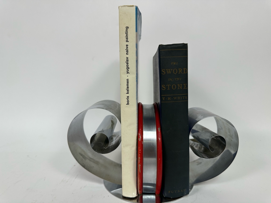 Fred Farr For Revere Vintage Art Deco Double Scroll Bookends Book Magazine Holder 8W X 6D X 5H [Photo 13]