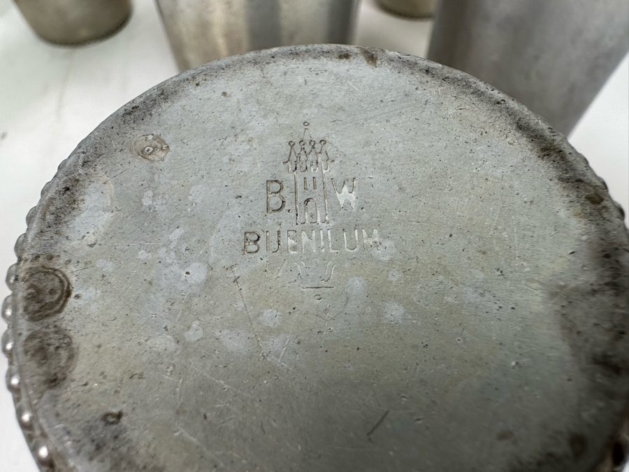 Set Of Twelve Vintage BW Buenilum Hammered Aluminum Cups 5H [Photo 5]