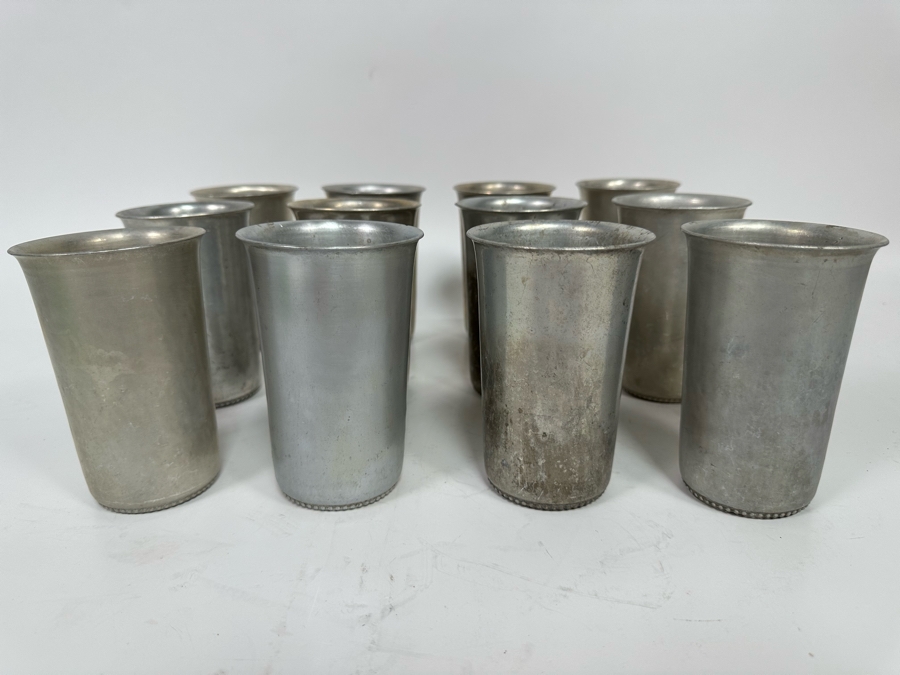 Set Of Twelve Vintage BW Buenilum Hammered Aluminum Cups 5H [Photo 3]