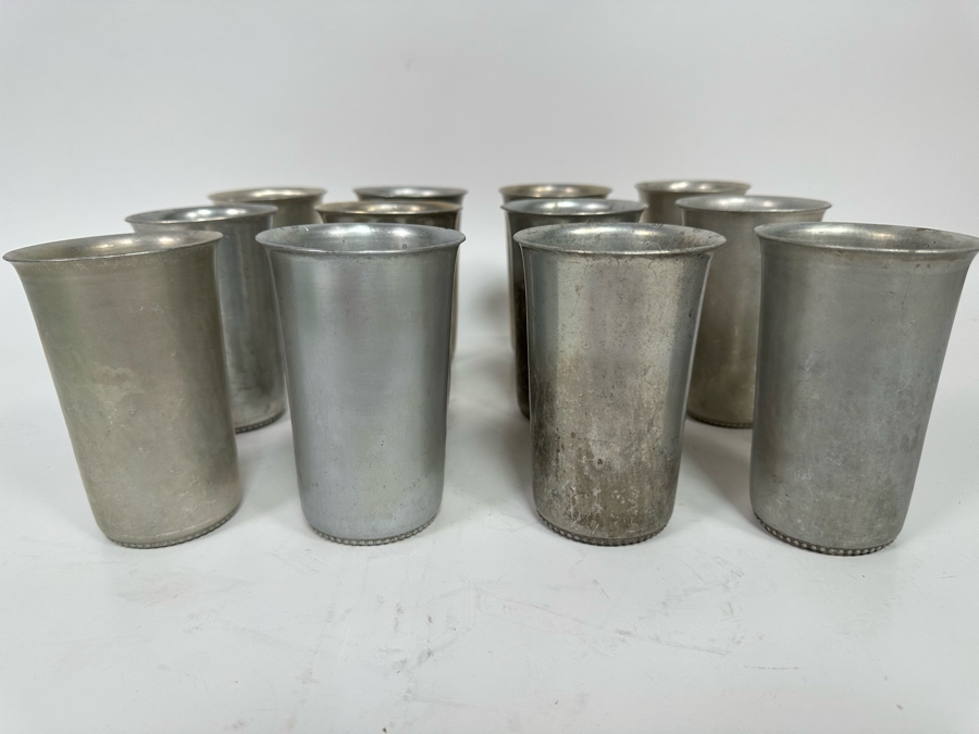 Set Of Twelve Vintage BW Buenilum Hammered Aluminum Cups 5H [Photo 2]