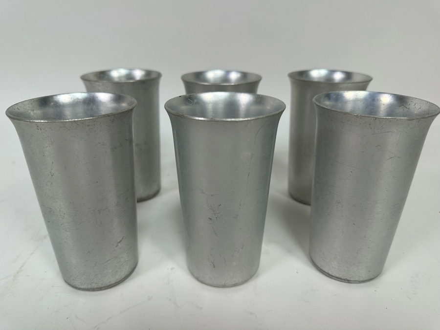 Lurelle Guild For Kensington Mint Julep Tumbler Aluminum Cups Featured In The Musuem Of Modern Art In NYC Circa 1934-35, 5.25H Set Of Six [Photo 3]
