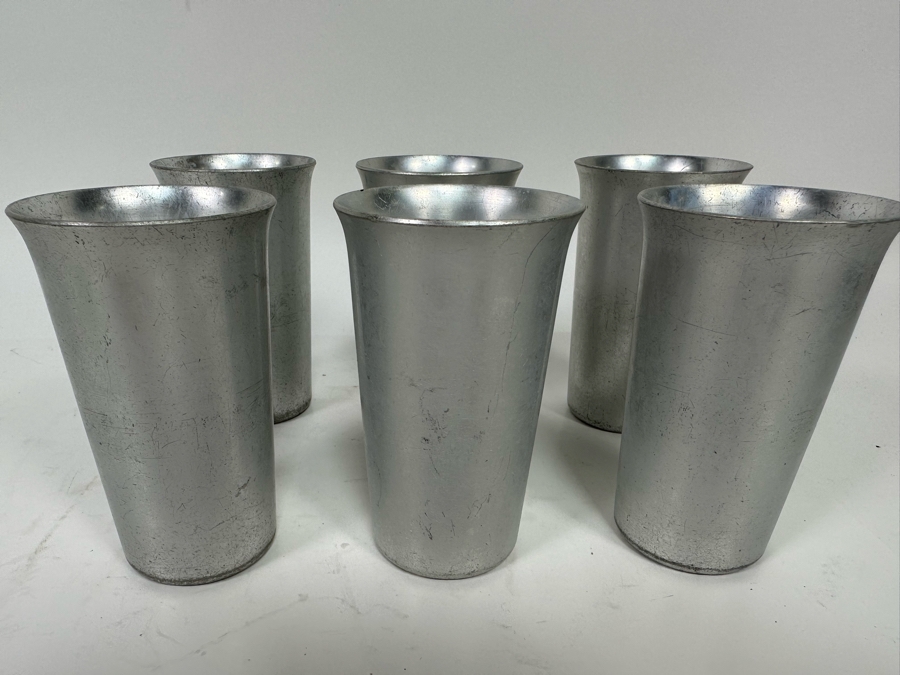 Lurelle Guild For Kensington Mint Julep Tumbler Aluminum Cups Featured In The Musuem Of Modern Art In NYC Circa 1934-35, 5.25H Set Of Six [Photo 2]