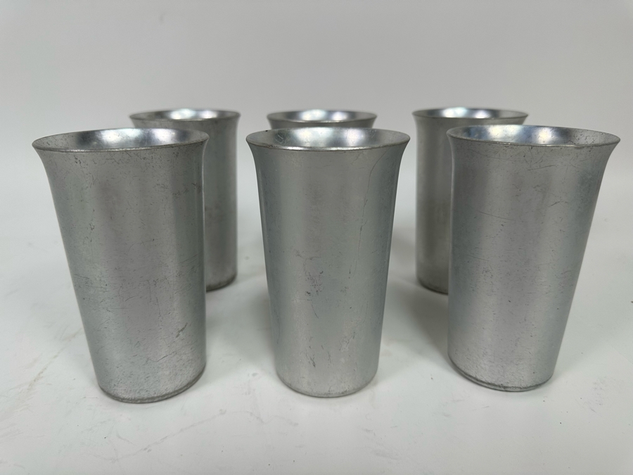 Lurelle Guild For Kensington Mint Julep Tumbler Aluminum Cups Featured In The Musuem Of Modern Art In NYC Circa 1934-35, 5.25H Set Of Six [Photo 4]