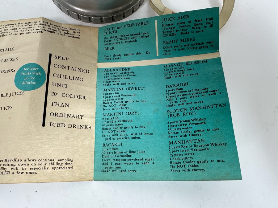 Vintage Art Deco Precision Castings Precision Cooler Cocktail Shaker With Original Instructions New Old Stock 11H [Photo 12]