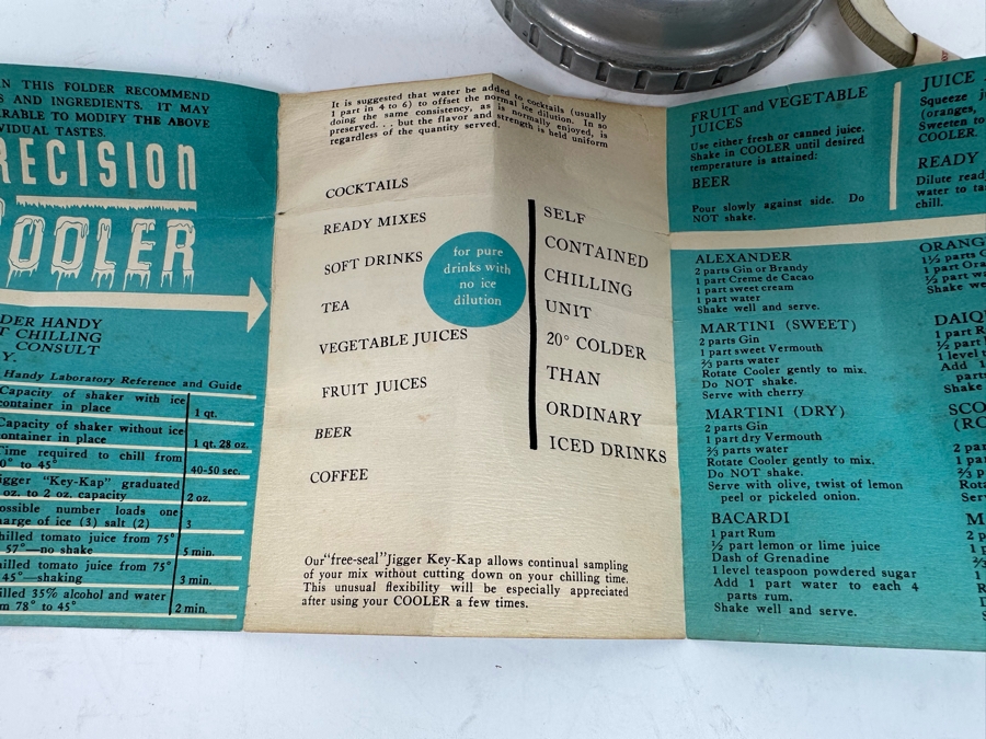 Vintage Art Deco Precision Castings Precision Cooler Cocktail Shaker With Original Instructions New Old Stock 11H [Photo 11]