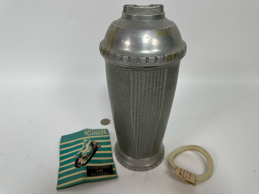 Vintage Art Deco Precision Castings Precision Cooler Cocktail Shaker With Original Instructions New Old Stock 11H [Photo 2]