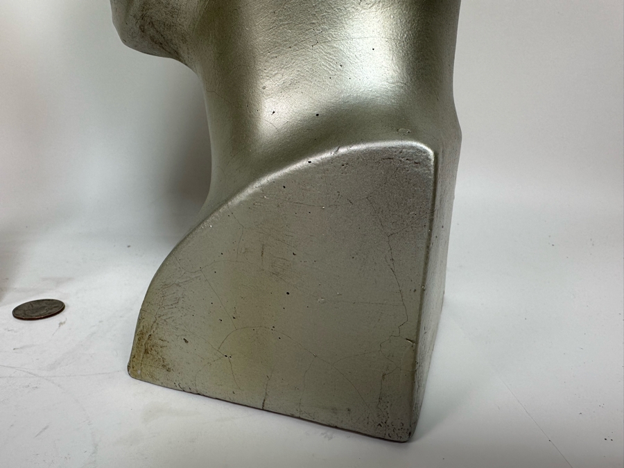 Pair Of Male And Female Busts Sculptures In Plaster Note Some Damage In Photos 6W X 6.5D X 14H [Photo 10]