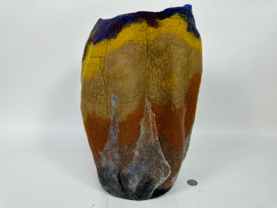 Signed Amy M. Fiber Designs Felt Vessel Vase 10W X 15H [Photo 3]