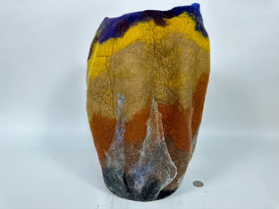 Signed Amy M. Fiber Designs Felt Vessel Vase 10W X 15H [Photo 2]