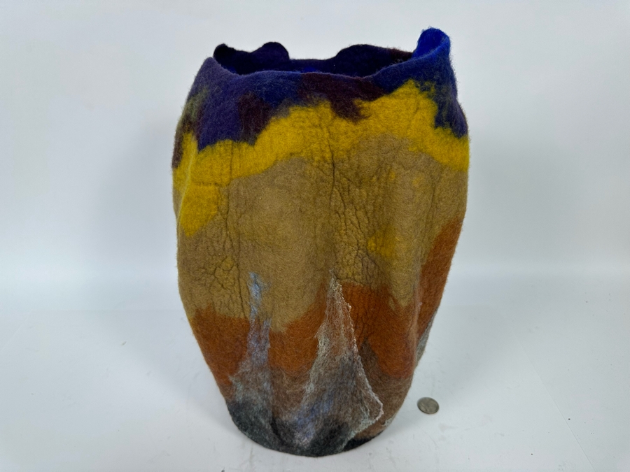 Signed Amy M. Fiber Designs Felt Vessel Vase 10W X 15H [Photo 4]