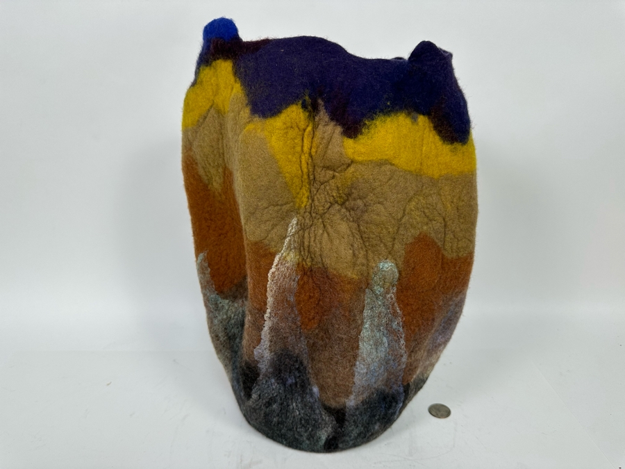 Signed Amy M. Fiber Designs Felt Vessel Vase 10W X 15H [Photo 5]