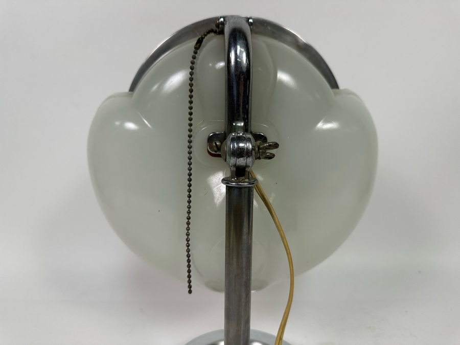 Vintage Art Deco Capeer 1920s Milk Glass & Chrome Makeup Desk Mirror Lamp Originally Owned By Joan Crawford (Client Did Makeup For Joan Crawford And She Gifted It Directly To Client) 10.5W X 7D X 14H [Photo 8]