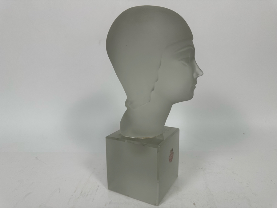 Vintage Art Deco Arcadia Crystal Bohemia Glass Female Bust Sphinx Sculpture Made In Czechoslovakia With Original Labels 3W X 4.25D X 9.5H [Photo 7]