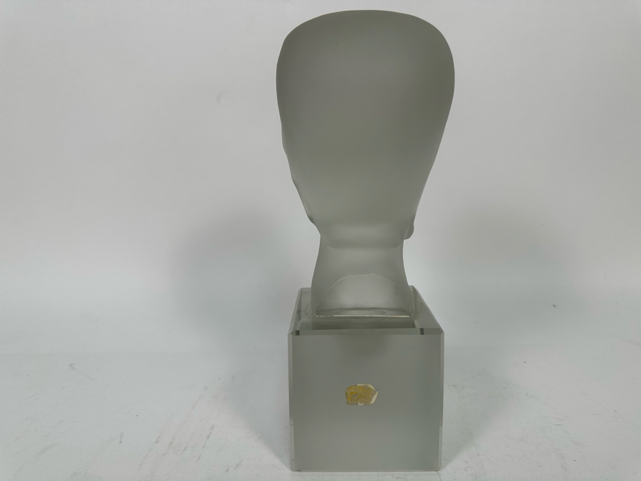 Vintage Art Deco Arcadia Crystal Bohemia Glass Female Bust Sphinx Sculpture Made In Czechoslovakia With Original Labels 3W X 4.25D X 9.5H [Photo 9]