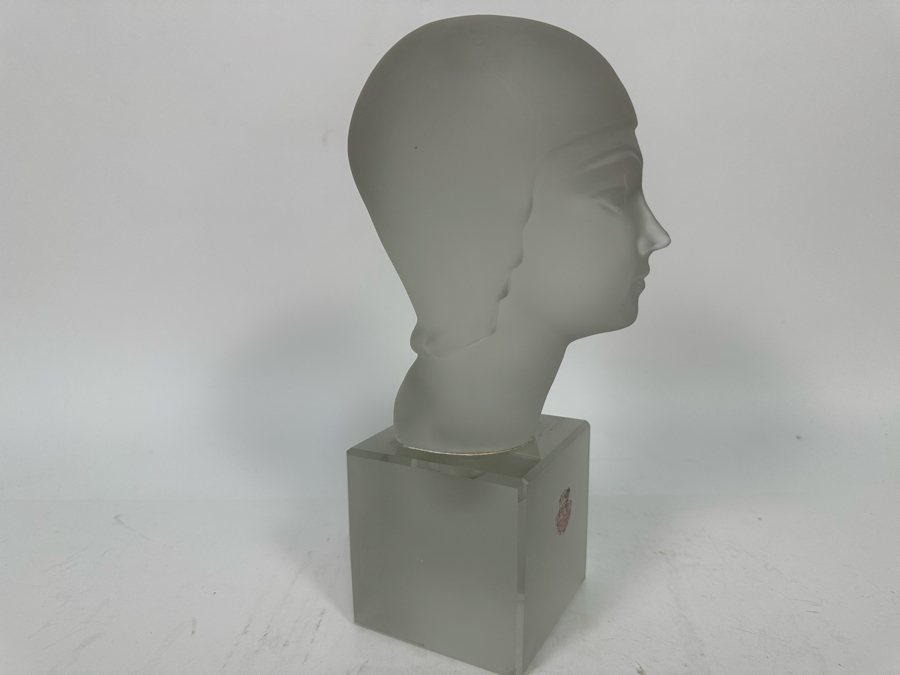 Vintage Art Deco Arcadia Crystal Bohemia Glass Female Bust Sphinx Sculpture Made In Czechoslovakia With Original Labels 3W X 4.25D X 9.5H [Photo 6]