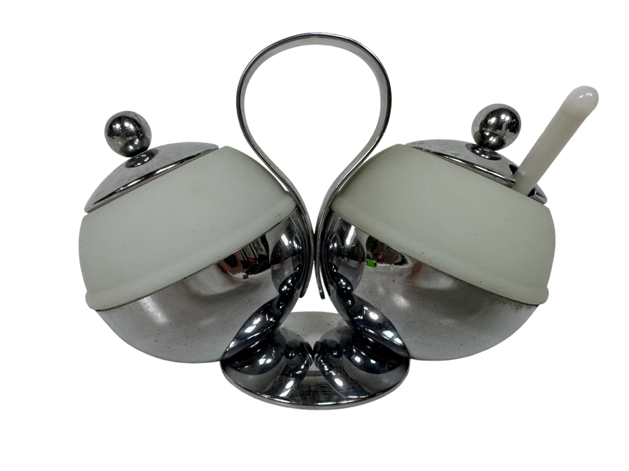 Vintage Art Deco Double Condiment Server By Chase 6.5W X 4.5H