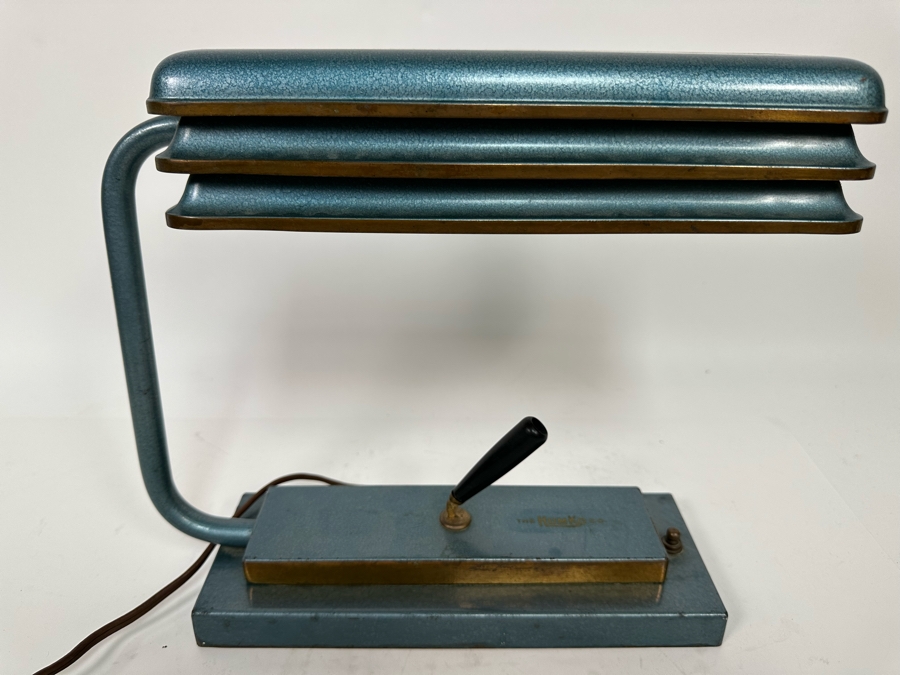 Vintage Art Deco Metal Industrial Desk Lamp And Pen Holder - Light Not Working - Needs Rewiring 12W X 4D X 11H [Photo 3]