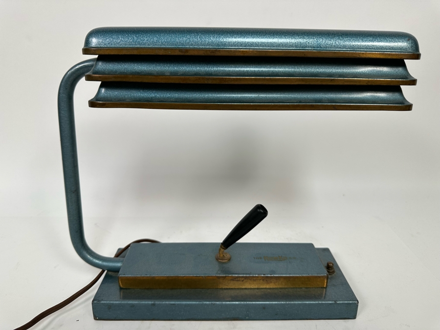Vintage Art Deco Metal Industrial Desk Lamp And Pen Holder - Light Not Working - Needs Rewiring 12W X 4D X 11H [Photo 2]