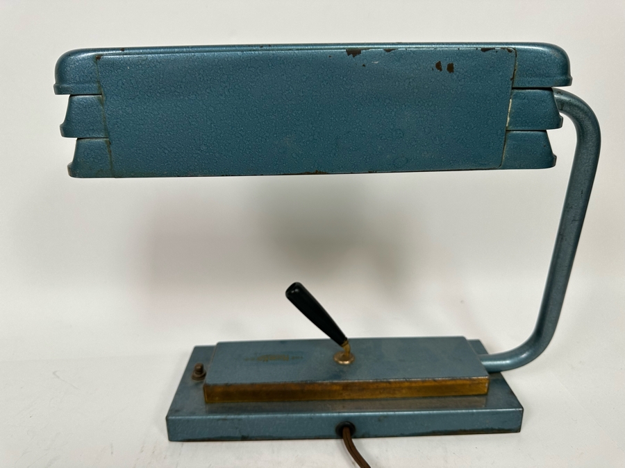 Vintage Art Deco Metal Industrial Desk Lamp And Pen Holder - Light Not Working - Needs Rewiring 12W X 4D X 11H [Photo 7]