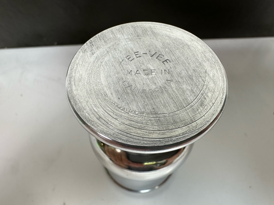 Vintage Art Deco Tee-Vee Footed Metal Shot Glasses 2.25H Made In California With Original Box [Photo 7]