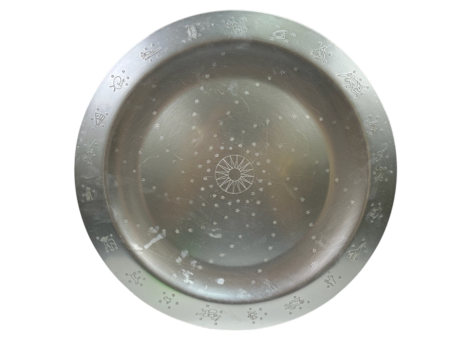 Lurelle Guild For Kensington Vintage Art Deco Aluminum 18' Round Constellation Tray