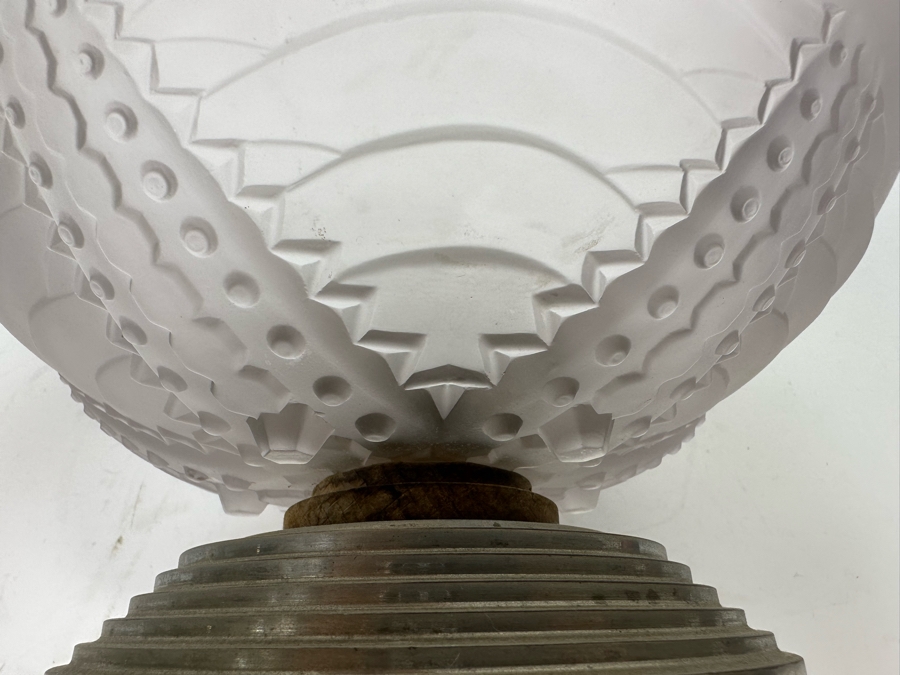 Vintage Art Deco Frosted Crystal Centerpiece Pedestal Bowl Swivel 9W X 4.5H [Photo 9]