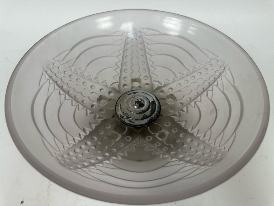 Vintage Art Deco Frosted Crystal Centerpiece Pedestal Bowl Swivel 9W X 4.5H [Photo 4]