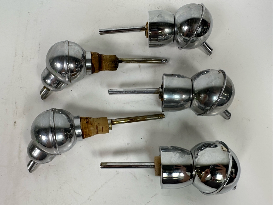 Set Of Five Vintage Chrome Spirits Bottle Stopper Pourer [Photo 2]