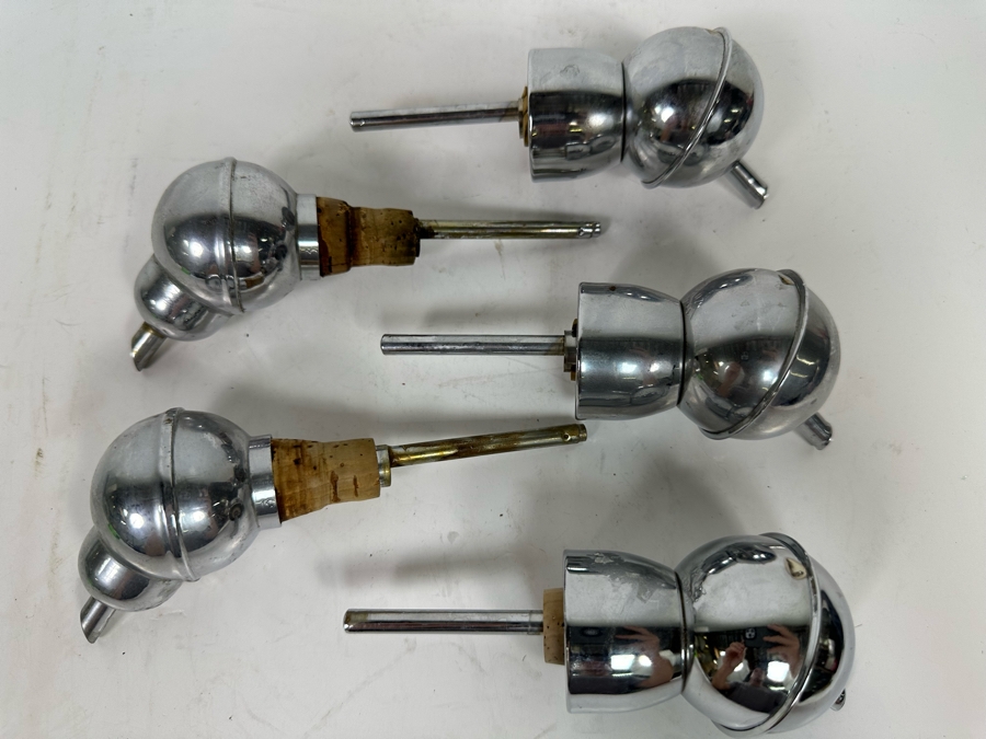 Set Of Five Vintage Chrome Spirits Bottle Stopper Pourer [Photo 3]