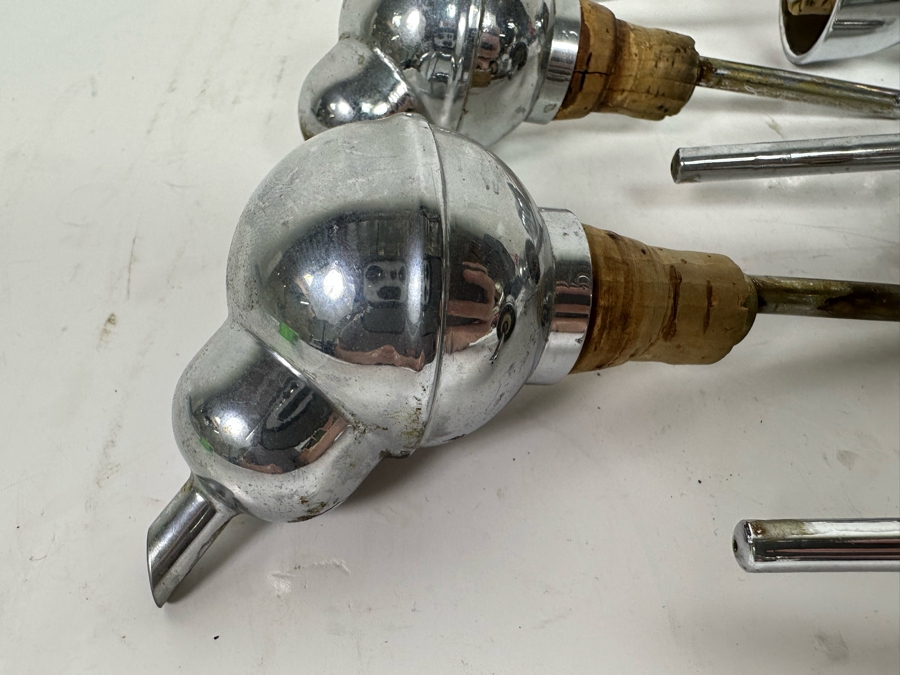 Set Of Five Vintage Chrome Spirits Bottle Stopper Pourer [Photo 4]