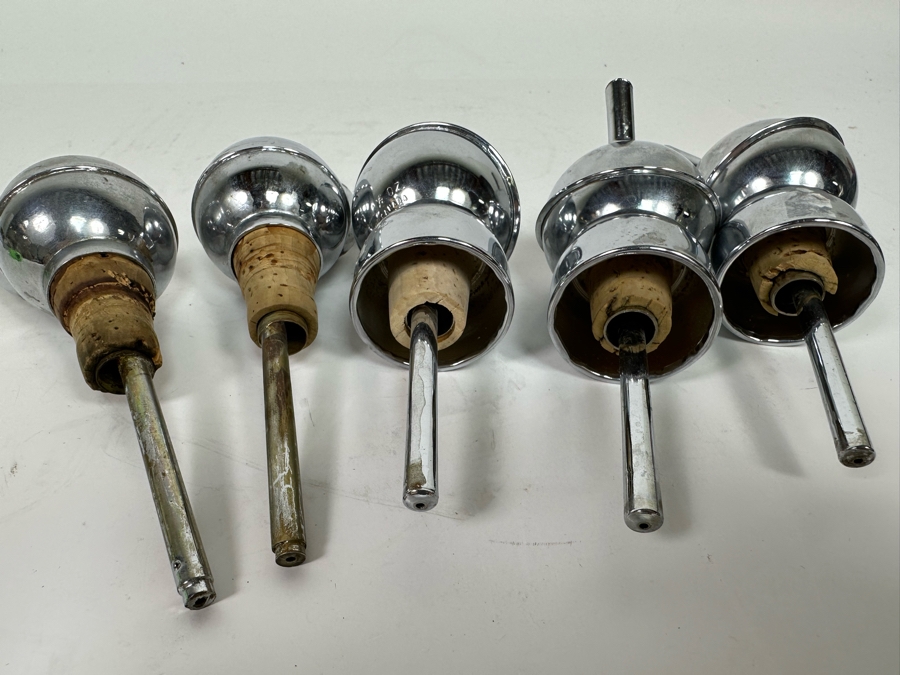 Set Of Five Vintage Chrome Spirits Bottle Stopper Pourer [Photo 7]