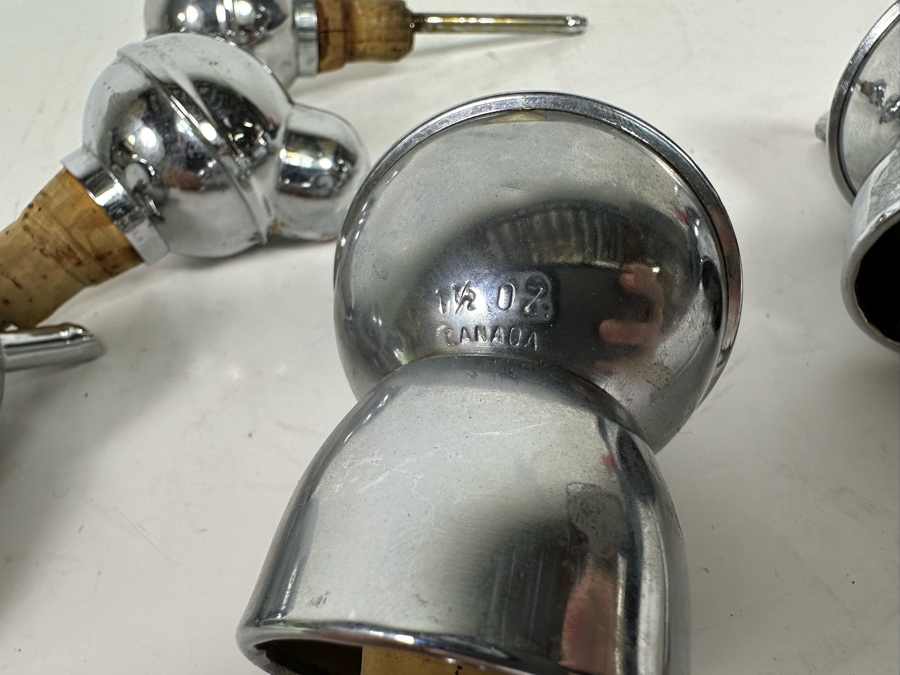 Set Of Five Vintage Chrome Spirits Bottle Stopper Pourer [Photo 6]