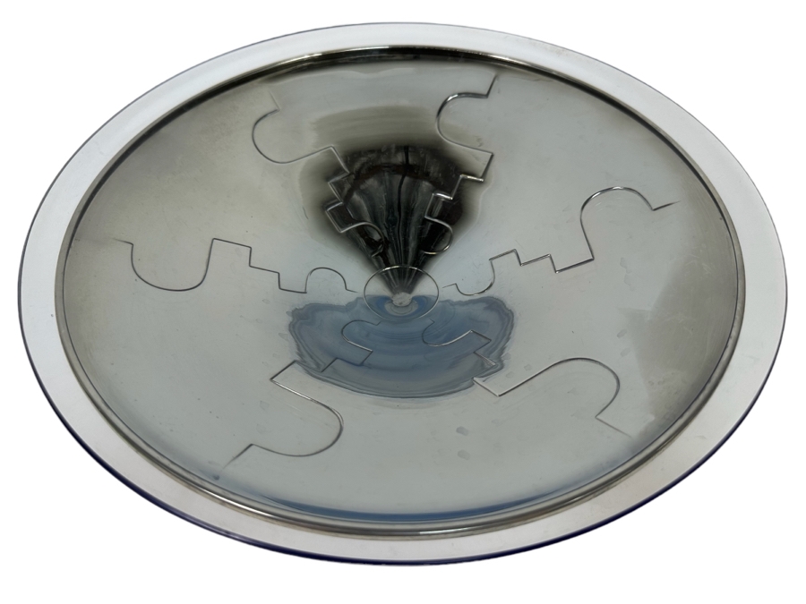Vintage Art Deco Metal Footed Centerpiece Bowl With Glass Top Bowl 12.5W X 3.5H [Photo 2]