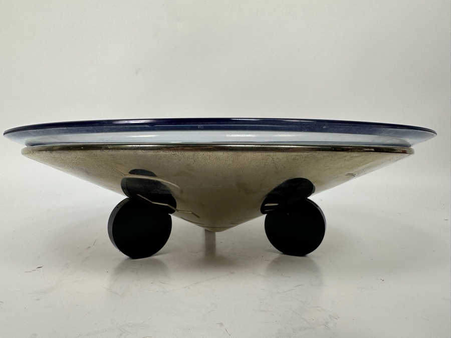 Vintage Art Deco Metal Footed Centerpiece Bowl With Glass Top Bowl 12.5W X 3.5H [Photo 4]