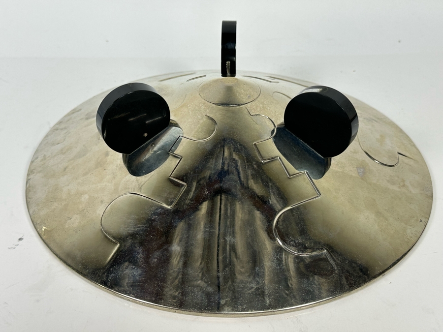 Vintage Art Deco Metal Footed Centerpiece Bowl With Glass Top Bowl 12.5W X 3.5H [Photo 12]